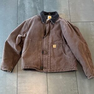 Carhartt Dark Brown J22 Arctic Quilted Jacket with Black Collar